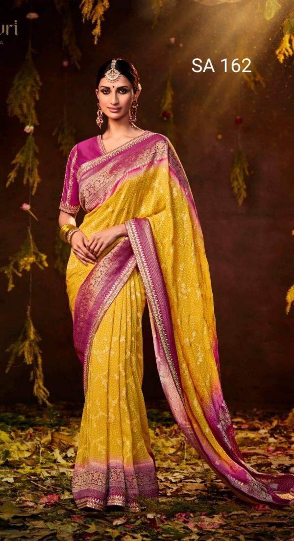 Kimora Sindhuri Bandhej Embroidery Saree Collection